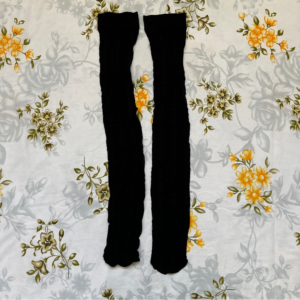 Black Patterned Thigh Highs - image 1